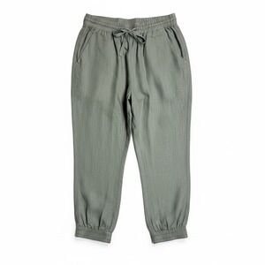 Side Stitch Los Angeles Womens 100% Linen‎ Jogger Pants Olive Green Medium